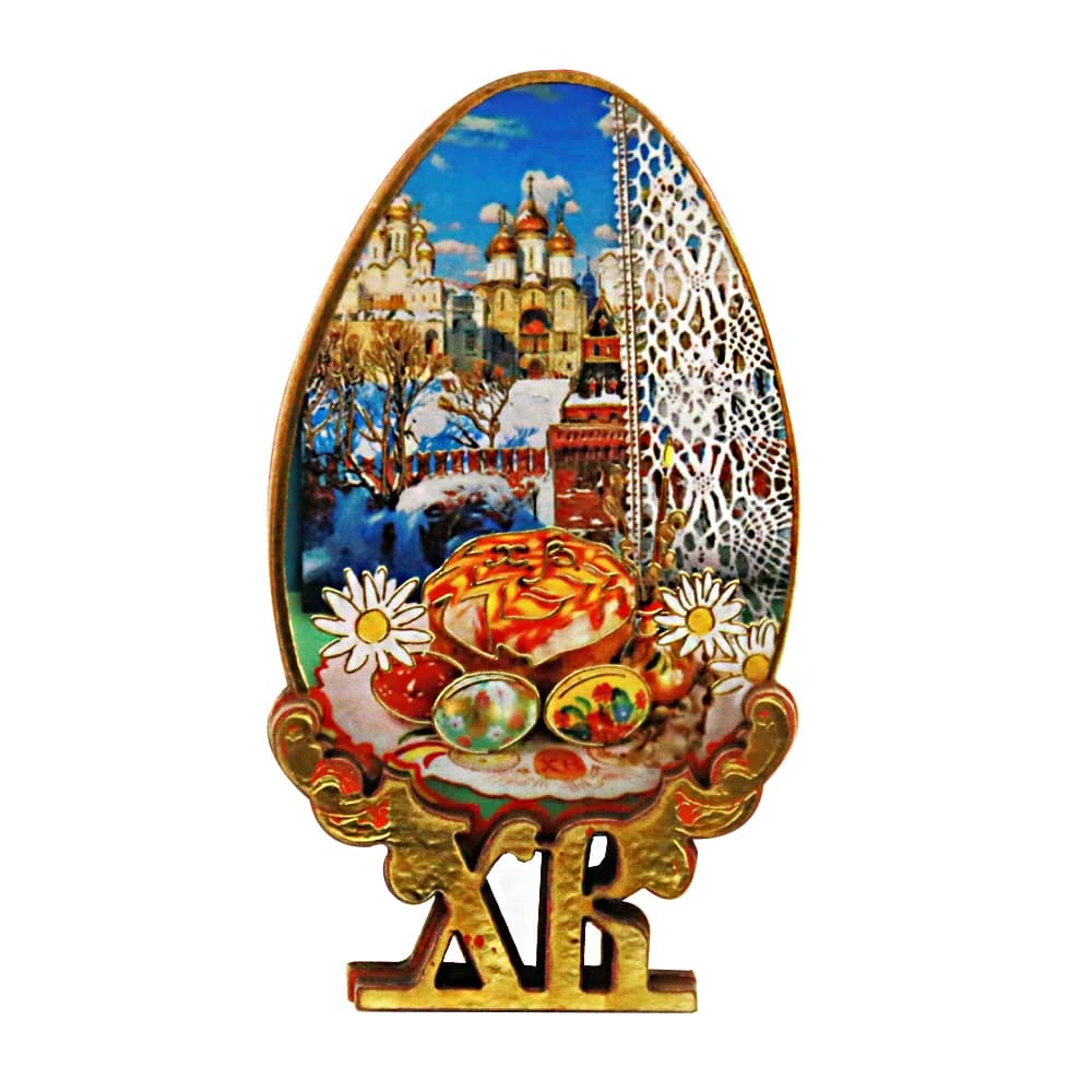 Магнит пасхальный «Яйцо ХВ», дерево, 5×8,5 см